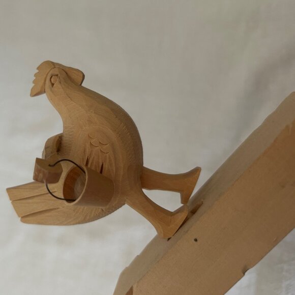 USSR Russia Wooden Hand Carved Moving Rooster Chicken with Buckets Toy - Picture 11 of 11